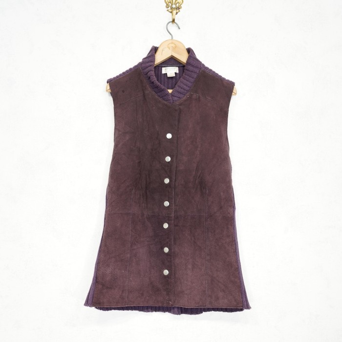 USA VINTAGE Cristopher&Banks KNIT LEATHER DESIGN VEST/アメリカ古着ニットレザーデザインべスト | Vintage.City 빈티지숍, 빈티지 코디 정보
