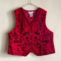 Vintage "CHRYSANTHEME" Floral Embroidered Wool Vest | Vintage.City 빈티지숍, 빈티지 코디 정보