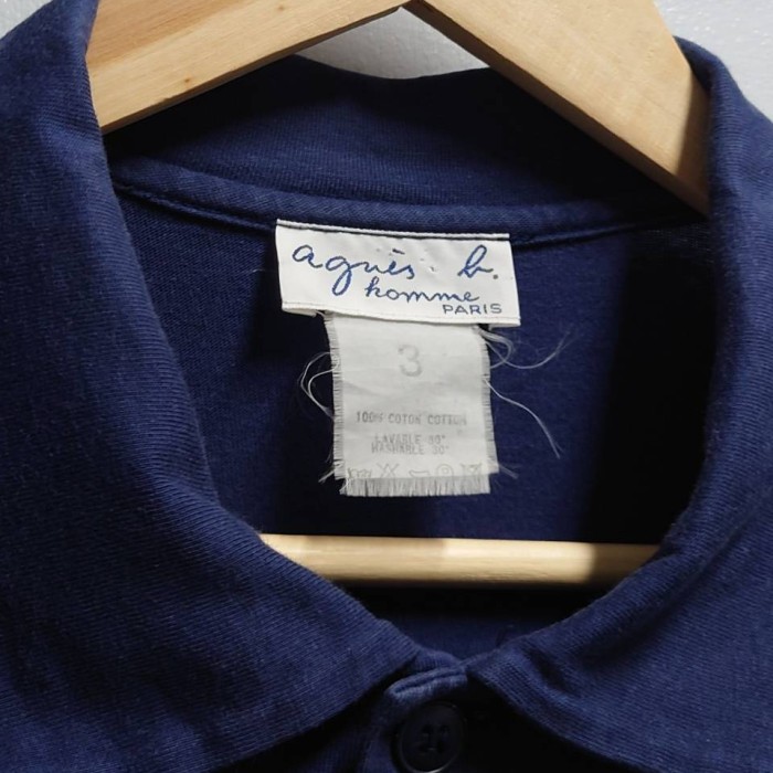 90’s agnes b. homme Tシャツ生地 ロングスリーブ シャツ ネイビー | Vintage.City 빈티지숍, 빈티지 코디 정보