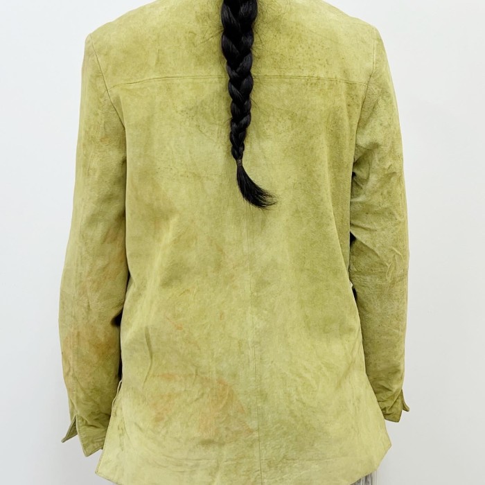 washed leather mandarin jacket | Vintage.City 빈티지숍, 빈티지 코디 정보