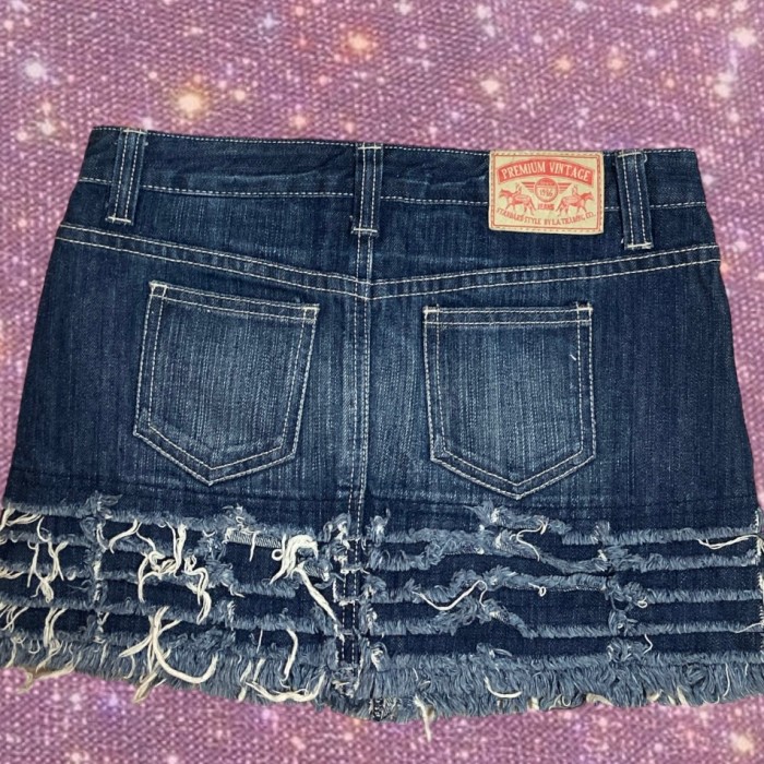 y2k early 2000's  neo grunge vibes　"LOVE JUNKIE"　Switching Tiered Denim mini skirts | Vintage.City 古着屋、古着コーデ情報を発信