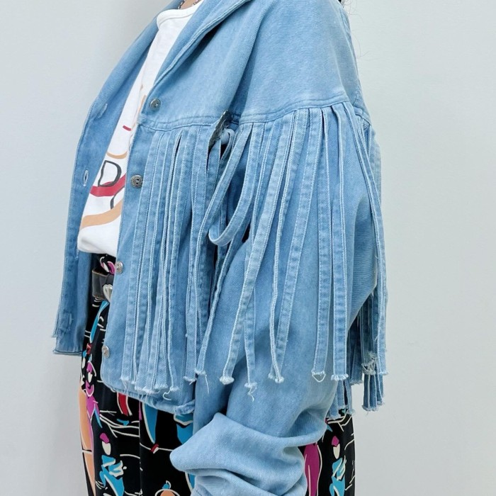 90s finge design denim jacket | Vintage.City 빈티지숍, 빈티지 코디 정보