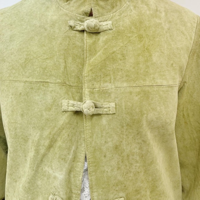 washed leather mandarin jacket | Vintage.City 빈티지숍, 빈티지 코디 정보
