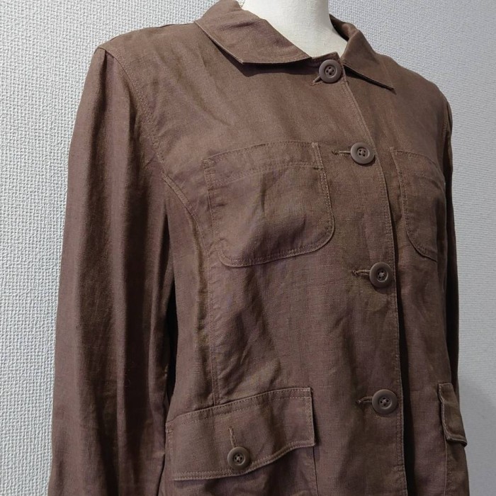 L.L.Bean リネン カバーオール ブラウン Women’s L シャツジャケット エルエルビーン | Vintage.City 빈티지숍, 빈티지 코디 정보