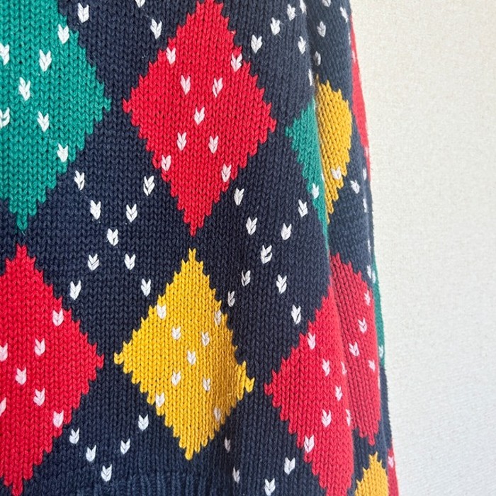 Multi color argyle ramie cotton knit pullover | Vintage.City Vintage Shops, Vintage Fashion Trends