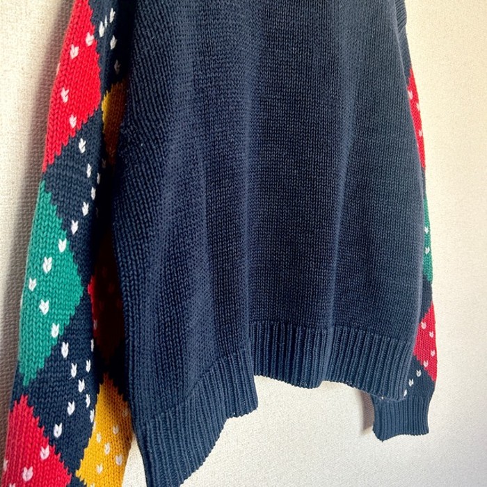 Multi color argyle ramie cotton knit pullover | Vintage.City 古着屋、古着コーデ情報を発信