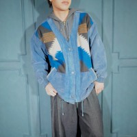 USA VINTAGE WINLIT NATIVE PATTERNED SWITCHED DESIGN ZIP UP LEATHER BLOUSON/アメリカ古着ネイティブ柄切替デザインジップアップレザーブルゾン | Vintage.City 빈티지숍, 빈티지 코디 정보