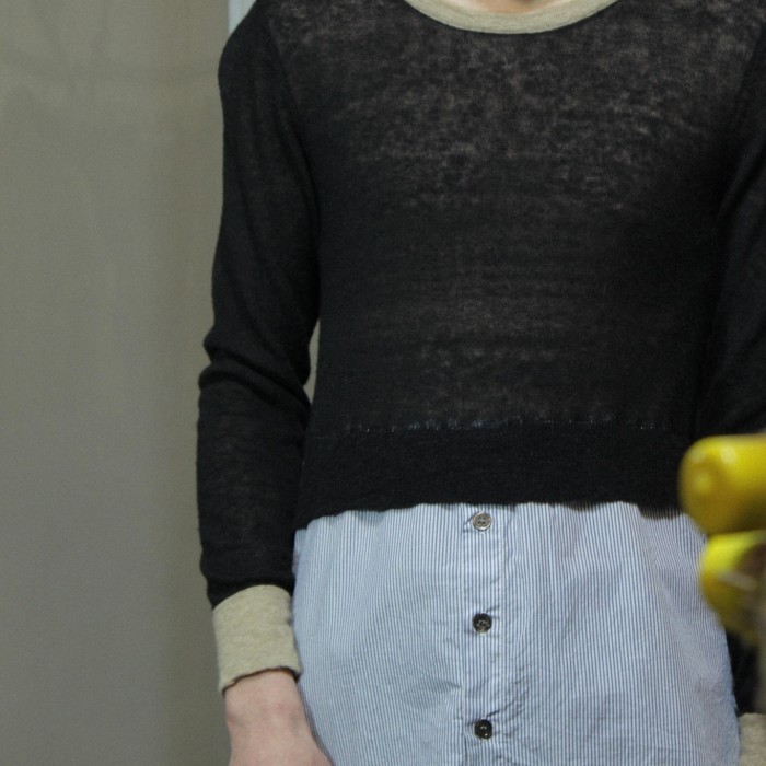 sunaokuwahara shirt docking light weight knit top | Vintage.City 古着屋、古着コーデ情報を発信