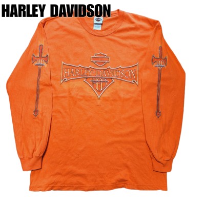 HARLEY DAVIDSON　ハーレーダビッドソン　ロンT　オレンジ　USA製　L | Vintage.City 빈티지숍, 빈티지 코디 정보
