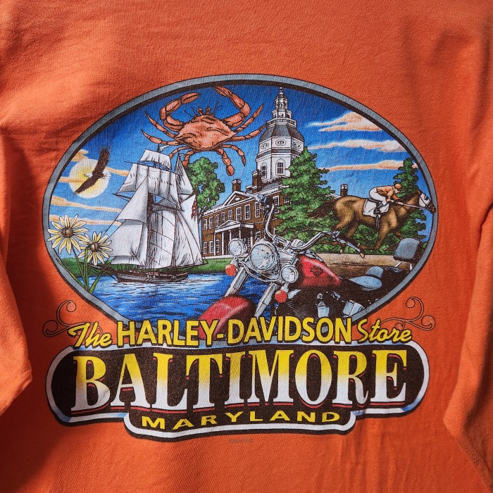 HARLEY DAVIDSON　ハーレーダビッドソン　ロンT　オレンジ　USA製　L | Vintage.City 古着屋、古着コーデ情報を発信
