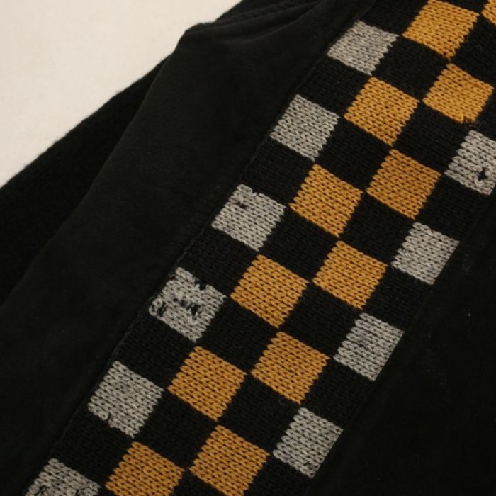 Vintage Wool × Suede Leather Checkerboard Design Cardigan | Vintage.City 古着屋、古着コーデ情報を発信