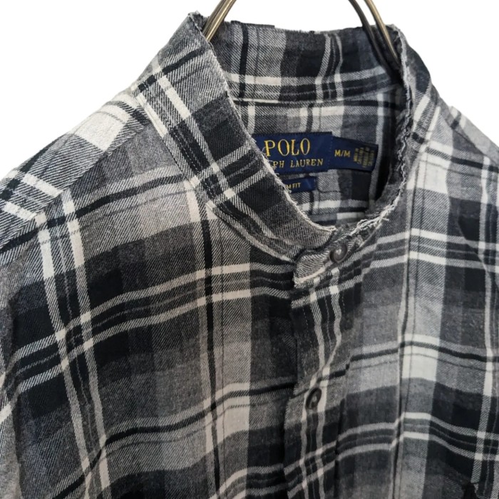 美品 POLO RALPH LAUREN ノーカラーチェックシャツ モノトーン | Vintage.City 古着屋、古着コーデ情報を発信