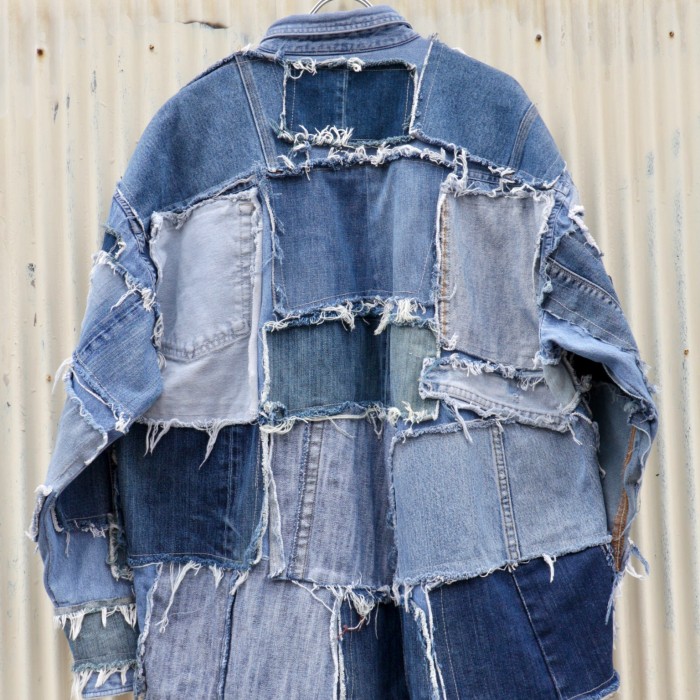 【"CUSTOM" crust patchwork loose denim shirt】 | Vintage.City 빈티지숍, 빈티지 코디 정보
