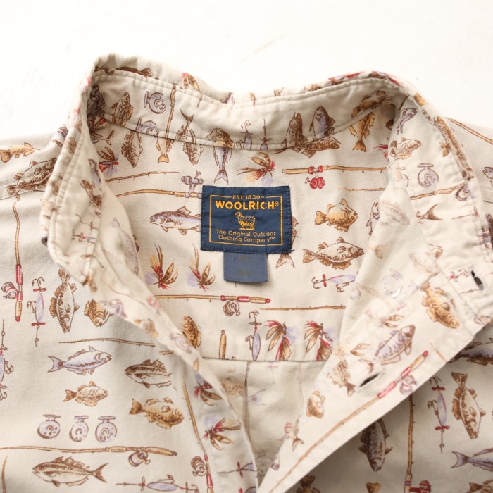 ウールリッチ 釣り柄 半袖シャツ Woolrich Fishing Pattern Cotton S/S Shirt# | Vintage.City 빈티지숍, 빈티지 코디 정보