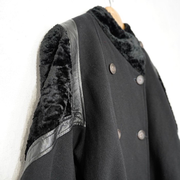 *SPECIAL ITEM* USA VINTAGE PIEDESTAL PETIT VELOUR LEATHER SWITCHED DESIGN WOOL LONG COAT/アメリカ古着レザーベロア切り替えウールロングコート | Vintage.City 古着屋、古着コーデ情報を発信