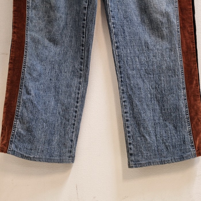 90's Corduroy Switching "Line Design" Denim Trousers | Vintage.City 古着屋、古着コーデ情報を発信