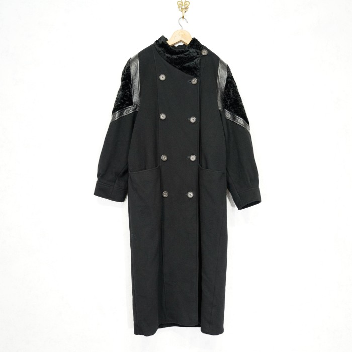 *SPECIAL ITEM* USA VINTAGE PIEDESTAL PETIT VELOUR LEATHER SWITCHED DESIGN WOOL LONG COAT/アメリカ古着レザーベロア切り替えウールロングコート | Vintage.City 빈티지숍, 빈티지 코디 정보