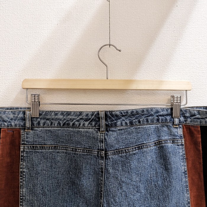 90's Corduroy Switching "Line Design" Denim Trousers | Vintage.City 빈티지숍, 빈티지 코디 정보