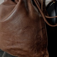 Old LOEWE sheepskin leather drawstring shoulder bag | Vintage.City 古着屋、古着コーデ情報を発信