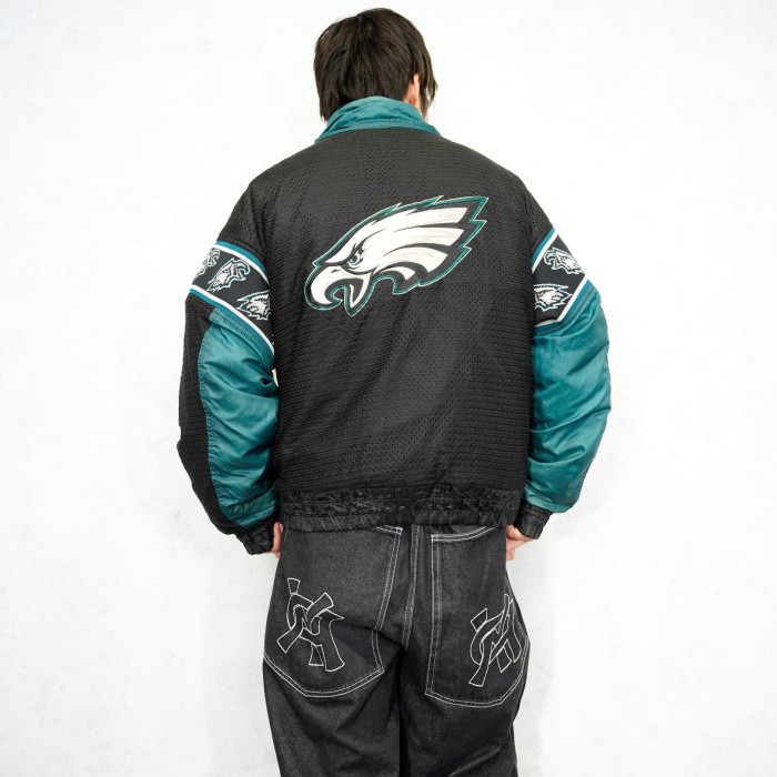 USA VINTAGE NFL EAGLES TEAM EMBROIDERY DESIGN ZIP UP BLOUSON/アメリカ古着NFLチーム刺繍デザインジップアップブルゾン | Vintage.City 古着屋、古着コーデ情報を発信