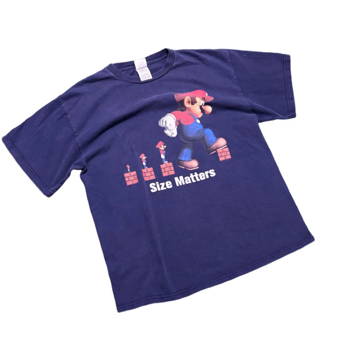 00s "マリオ進化論" Tシャツ　super mario スーパーマリオ　GAME nintendo ゲーム　任天堂　ネイビー　サイズL | Vintage.City 빈티지숍, 빈티지 코디 정보