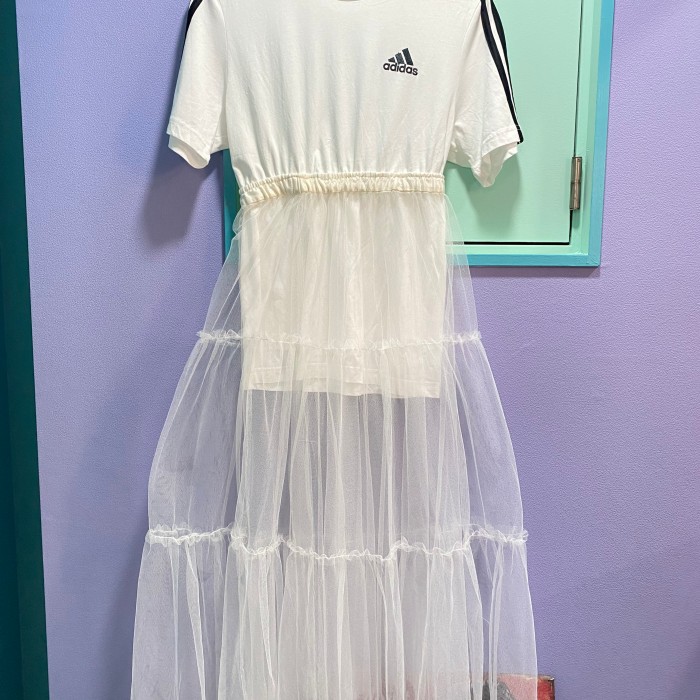 remake／adidas white tulle docking one-piece | Vintage.City 古着屋、古着コーデ情報を発信