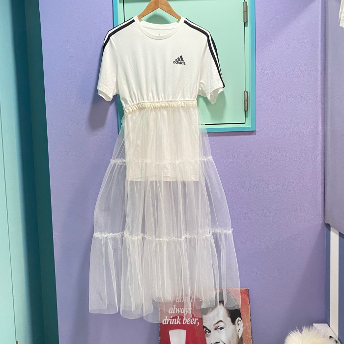 remake／adidas white tulle docking one-piece | Vintage.City 古着屋、古着コーデ情報を発信