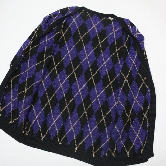 Argyle Pattern Lame Knit Cardigan | Vintage.City 빈티지숍, 빈티지 코디 정보