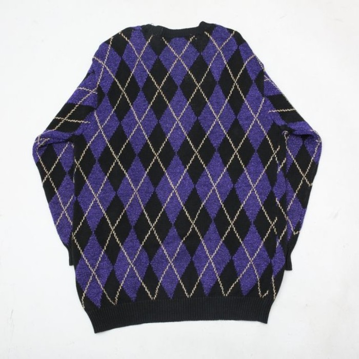 Argyle Pattern Lame Knit Cardigan | Vintage.City 빈티지숍, 빈티지 코디 정보